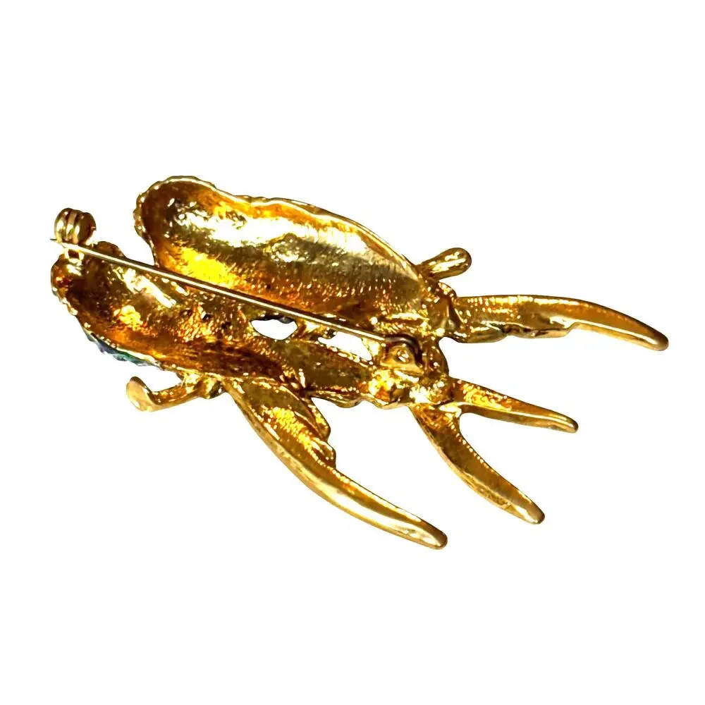 Y2K Statement Lovebirds Parrots brooch gold & colorful rhinestones enamel pin